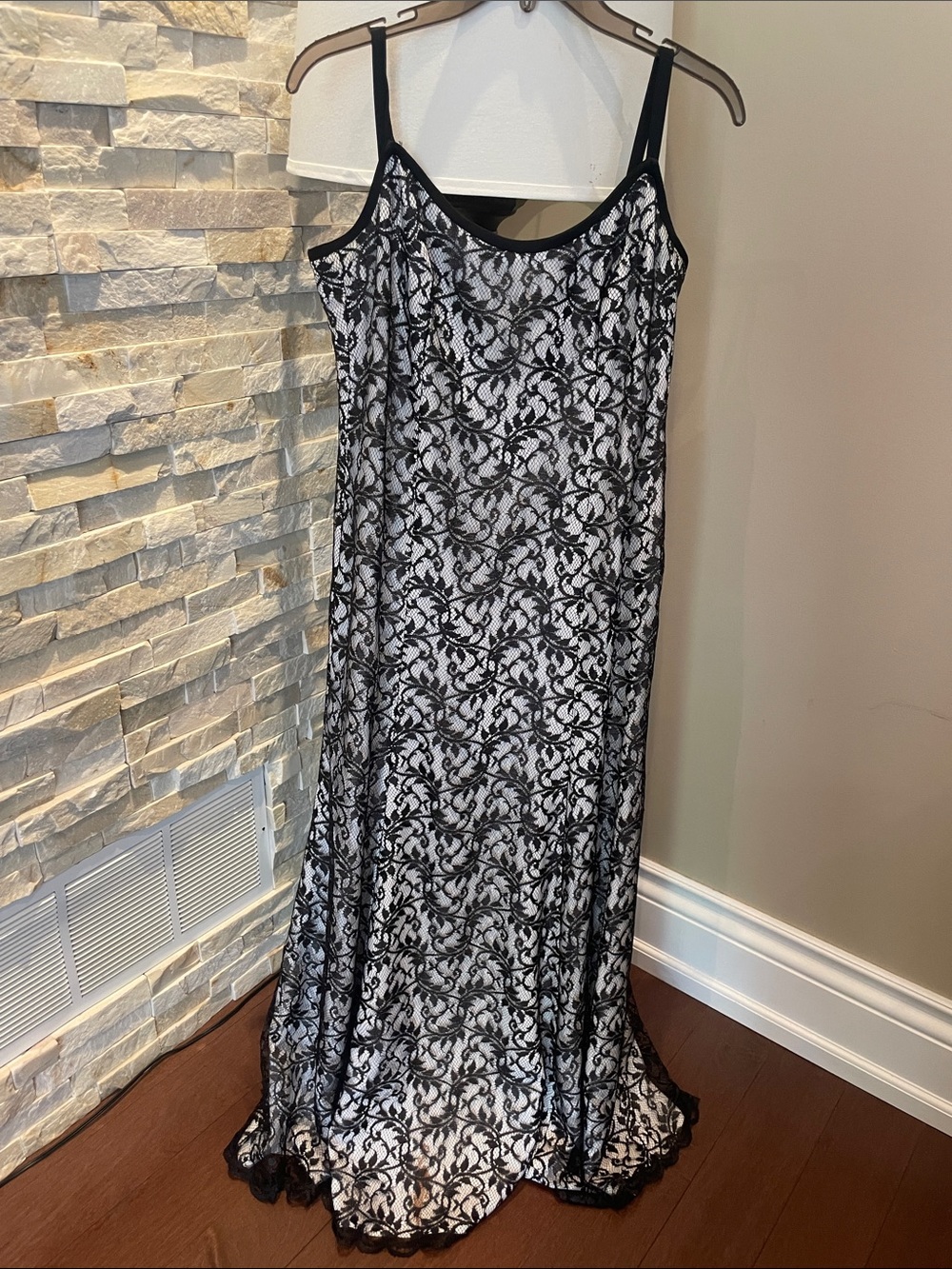 Designer lace evening gown